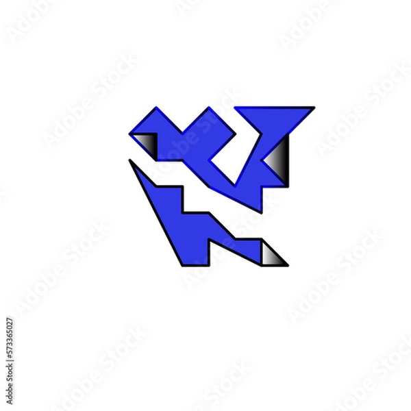 Fototapeta Blue abstrak icon triangle and trapesium 