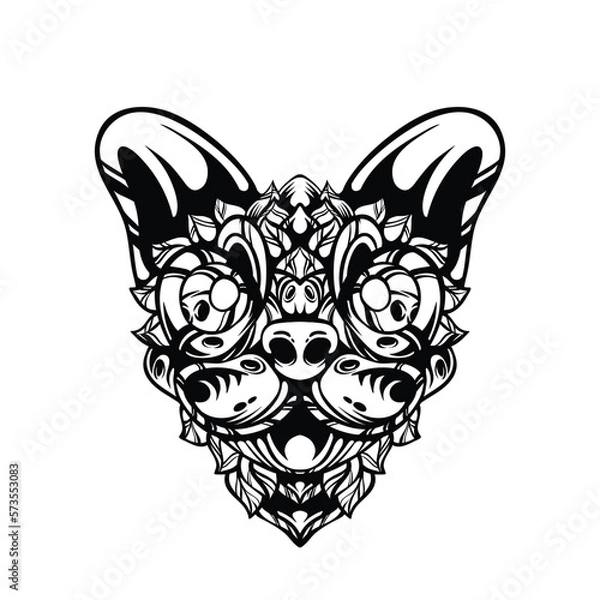 Fototapeta black and white tribal decorative dog pattern tattoo