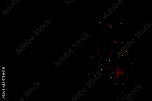 Obraz Fire particles on black background. Selecive focus. Great for overlay design