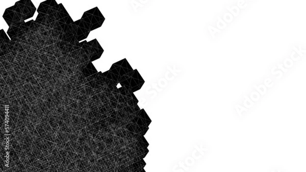 Fototapeta A set of many X-ray cubes that are collapsing under white lighting background. Conceptual 3D CG of blockchain, financial system and personal data analysis. PNG file format.