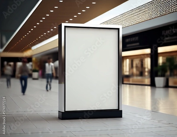 Fototapeta Commercial Billboard. Banner billboard mockup for advertising in shopping mall useful for design  and marketing. Generative AI	