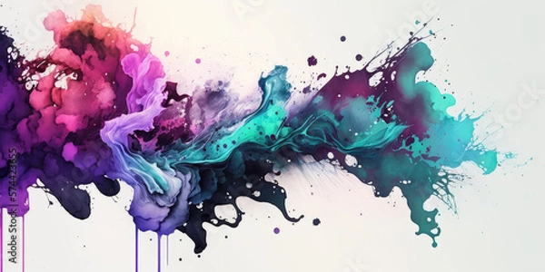 Fototapeta Abstract artistic watercolor splash background 3d render, Generative AI