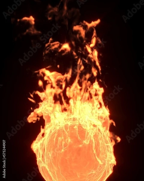 Fototapeta 3d rendering illustration Fire flames on black background.for business finance or podium premium product