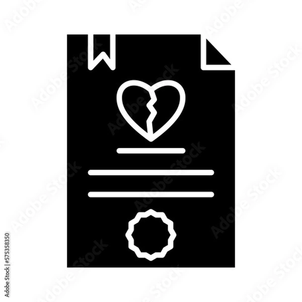 Fototapeta Solid DIVORCE DOCUMENT design vector icon