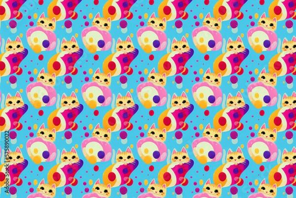 Fototapeta Cat Colorful Background Pattern