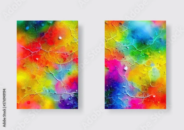 Fototapeta Modern colorful flow banner set. Rainbow Liquid shape. Art elements.