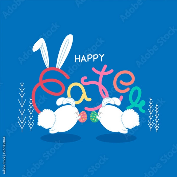 Fototapeta Vector illustration of Happy Easter wishes greeting