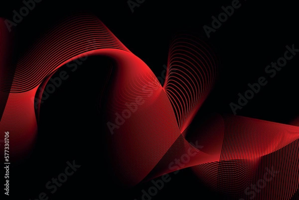 Obraz red and black wave abstract background, suitable for landing page and computer desktop background. 3d vector