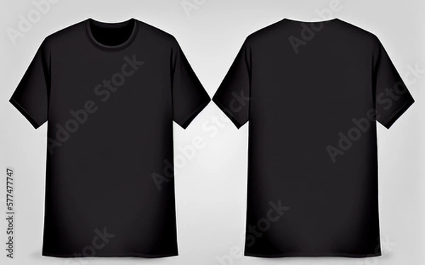 Fototapeta Blank oversize black shirt mock up template, front and back view, isolated on white, plain t-shirt mockup. Tee sweater sweatshirt design presentation for print. Generative Ai.