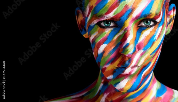 Fototapeta Prettier than any painting. Cropped portrait of a young woman posing with paint on her face.