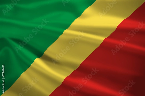 Fototapeta Republic of the Congo flag blowing in the wind