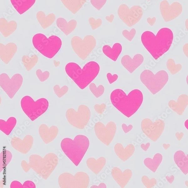 Fototapeta Seamless background with hearts, in pale colors, generative ai