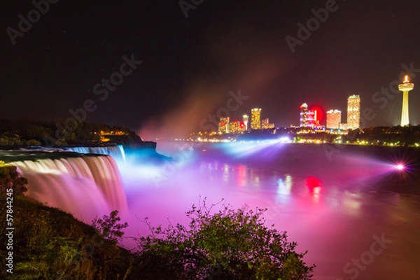 Fototapeta Niagara Falls light show at night