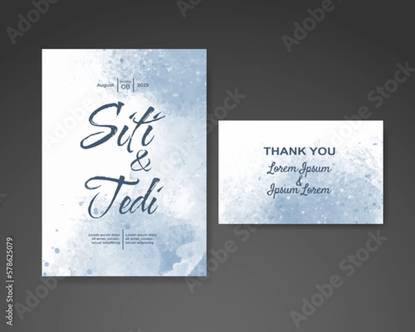 Fototapeta Wedding invitation with abstract watercolor background