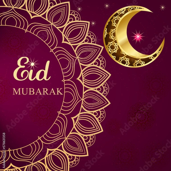 Fototapeta Eid mubarak islamic greeting card , poster, banner design