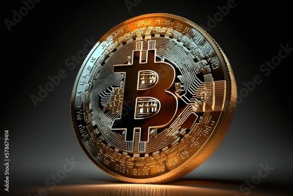 Fototapeta Bitcoin cryptocurrency coin. Generative AI