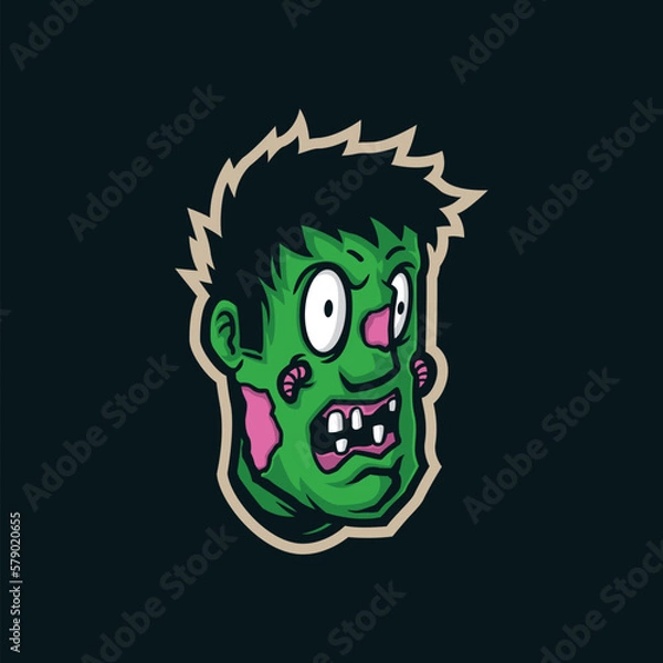 Fototapeta Zombie mascot logo design vector with modern illustration concept style for badge, emblem and t shirt printing. Zombie head illustration.