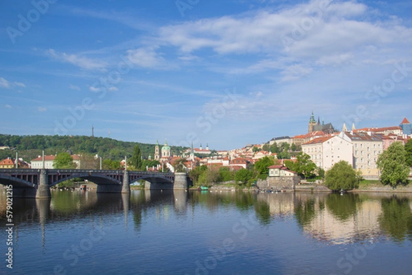 Fototapeta Beautiful view of St. Vitus Cathedral, Prague Castle, and Mala Strana in Prague, Czech Republic