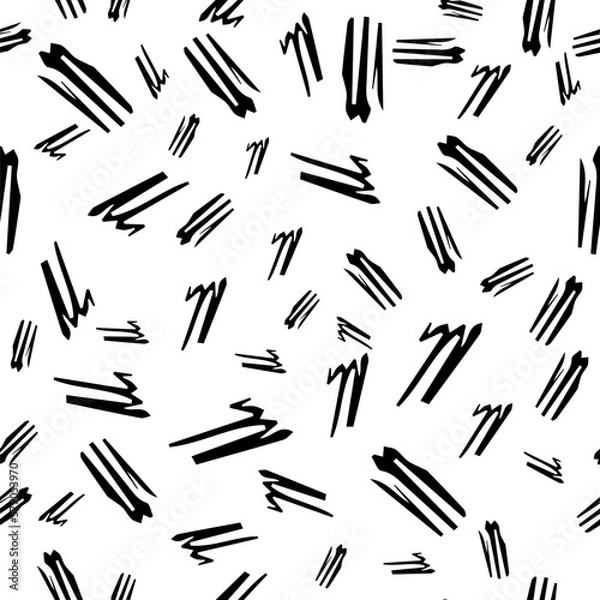 Fototapeta Seamless pattern with black pencil brushstrokes