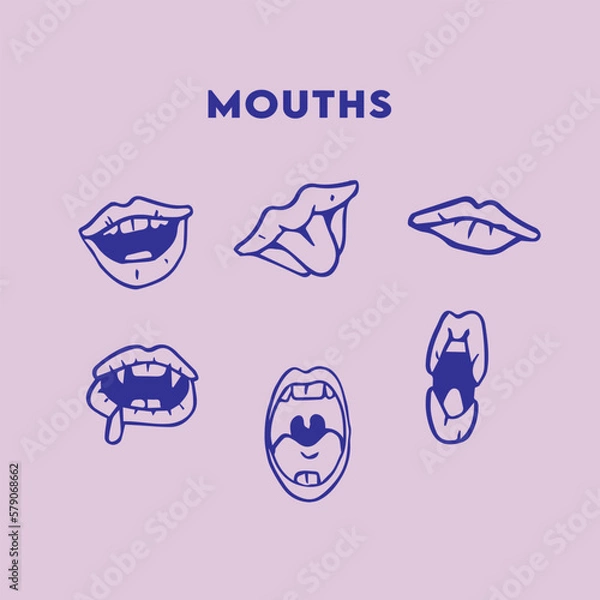 Fototapeta Mouth Elements Graphic Vector Collection