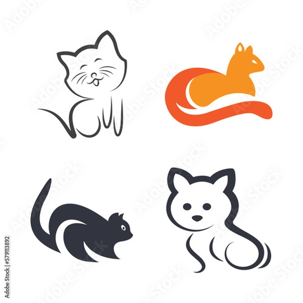 Fototapeta Cat logo illustration icon