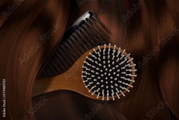 Fototapeta Combs, hair curl, comb background. Tools of a hairdresser, barber