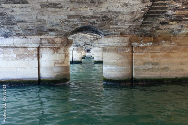 Fototapeta Seine river under parisian bridge.