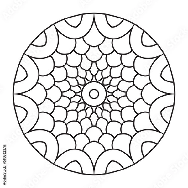 Fototapeta Easy Mandala flowers Design. Elegant Simple mandala page intricate lines patterns wall art, invitations, tattoo, designs, basic mandalas Coloring page