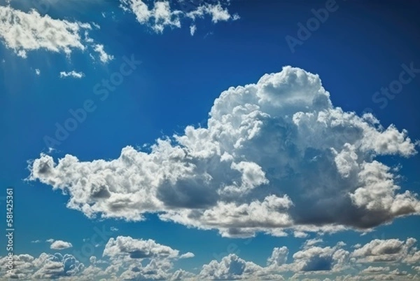 Fototapeta a clear blue sky with lovely white clouds. Generative AI