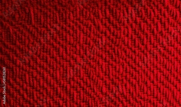 Fototapeta  a close up of a red knitted material with a black background and a white stitch on the bottom of the image and the bottom of the yarn.  generative ai