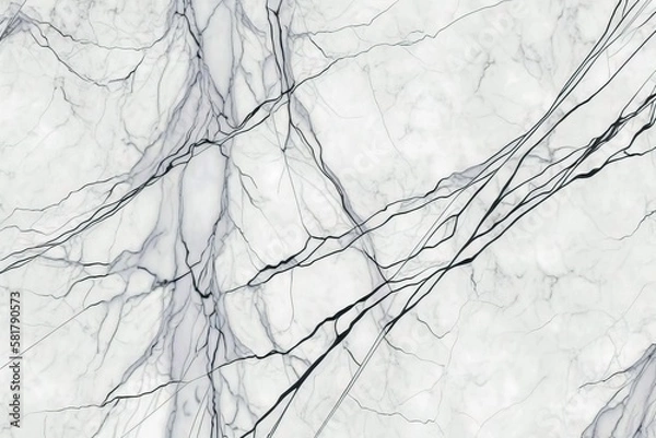 Fototapeta White marble with subtle grey veins background (Ai generated)