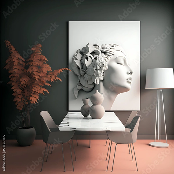 Fototapeta 3d rendering of a room with a picture