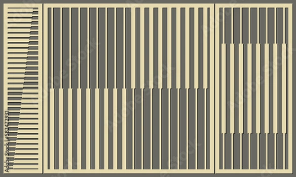 Fototapeta Geometric pattern abstract lines of different thickness. Laser cutting of a decorative panel. Template for cutting plywood, wood, paper, cardboard and metal.