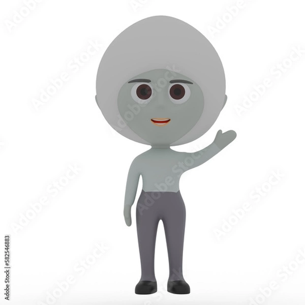 Obraz 3d cute character waving hand