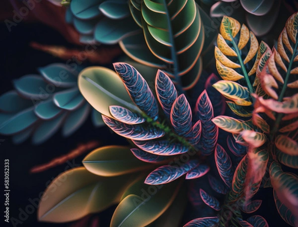 Fototapeta Abstract colorful foliage background created with Generative AI technology