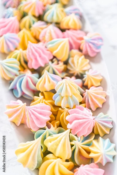 Fototapeta Unicorn meringue cookies