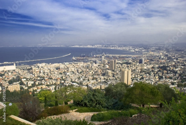 Fototapeta Panorama of Haifa city from Israel