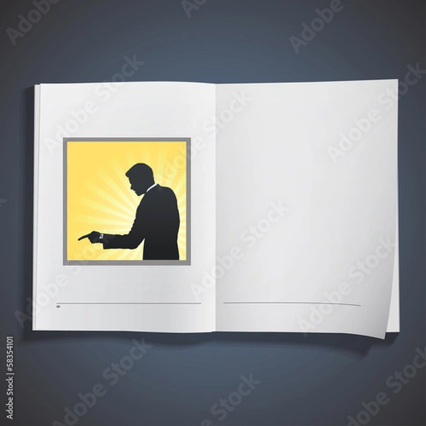 Fototapeta Silhouette of businessman printed on book.