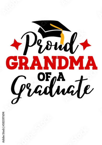 Fototapeta Proud grandma of a graduate. Graduation decorations. Isolated on transparent background. 