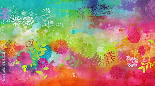 Fototapeta Colorful spring-themed design. Generative AI