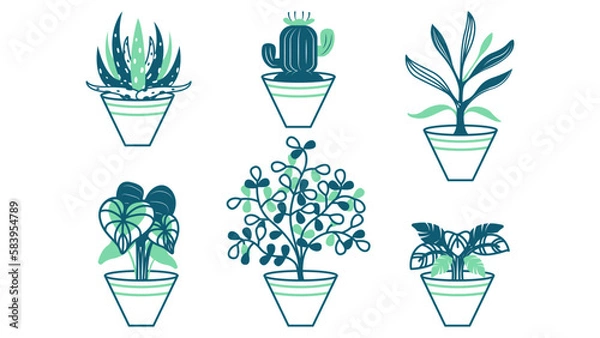 Fototapeta houseplant illustration vector element  decoration graphic design.  botanical interior.