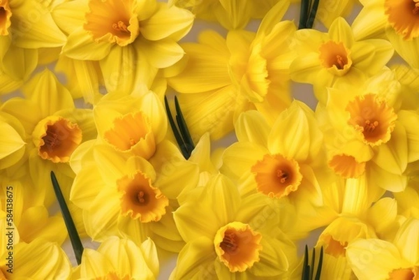 Fototapeta Daffodil Daffodils Flower Flowers Seamless Repeating Repeatable Texture Pattern Tiled Tessellation Background Image