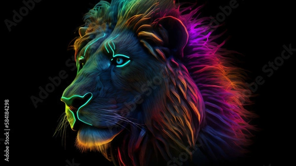 Fototapeta iridescent lion in space