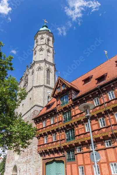 Fototapeta Old weigh building and tower of the Andreas church in Braunschweig, Germany