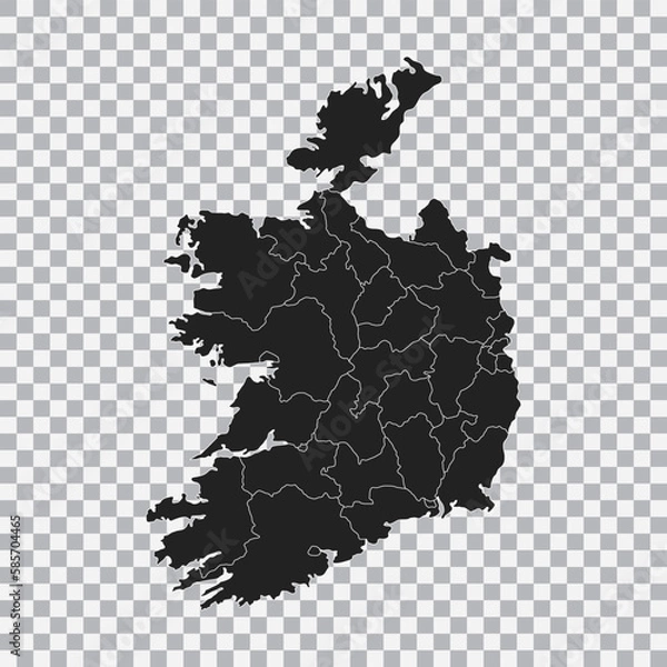 Fototapeta Political map of the Ireland isolated on transparent background. Vector.