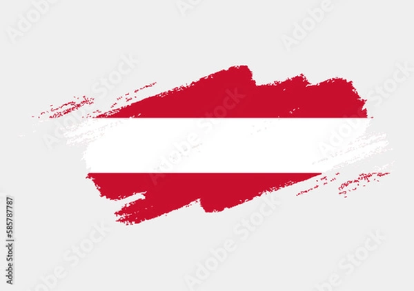 Fototapeta Artistic grunge brush flag of Austria isolated on white background. Elegant texture of national country flag