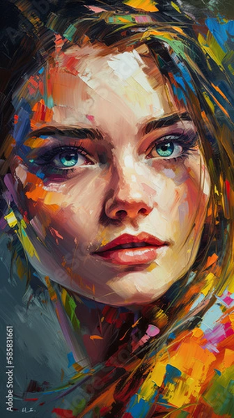 Fototapeta Vivid Beauty: An Oil Painting of a Gorgeous Woman, Generative AI