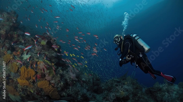 Fototapeta Scuba Diver and Reef