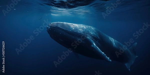 Fototapeta Whale captured in its oceanic environment, showcasing its grandeur.