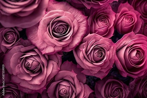 Fototapeta Background image of pink roses. Roses background (Generative AI)